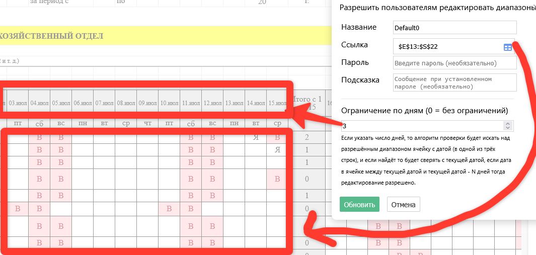 Разрешённый диапазон
